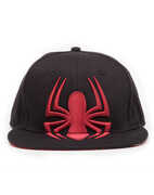 Idee regalo Cappellino Spiderman. Snapback With Red Embroidered Spider Logo & Red Underbill Black Bioworld
