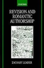 Libro in inglese Revision and Romantic Authorship Zachary Leader