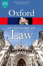 Libro in inglese A Dictionary of Law