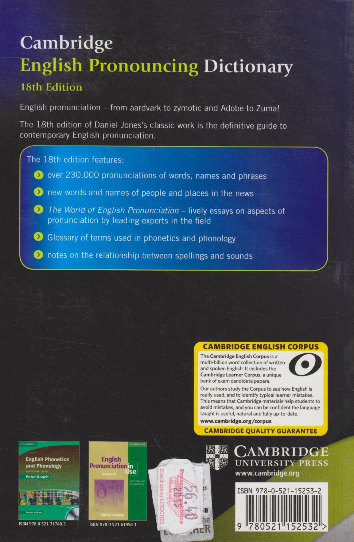 Cambridge English Pronouncing Dictionary Daniel Jones Libro in