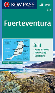 Festivalpatudocanario.es Carta escursionistica n. 240. Fuerteventura 1:50.000. Ediz. tedesca, spagnola e inglese Image