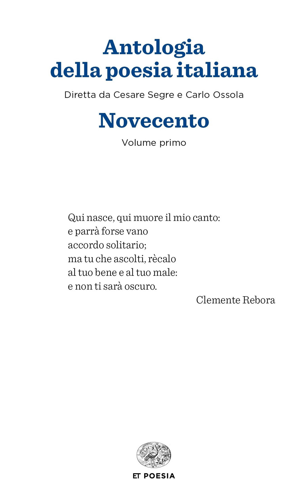 Image of Antologia della poesia italiana. Vol. 1: Novecento.