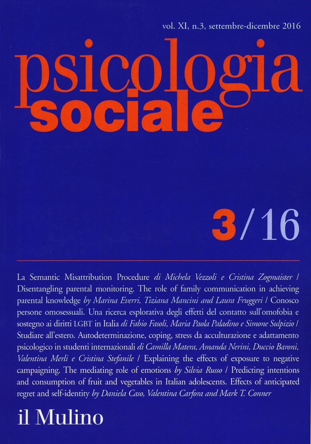 Image of Psicologia sociale (2016). Vol. 3
