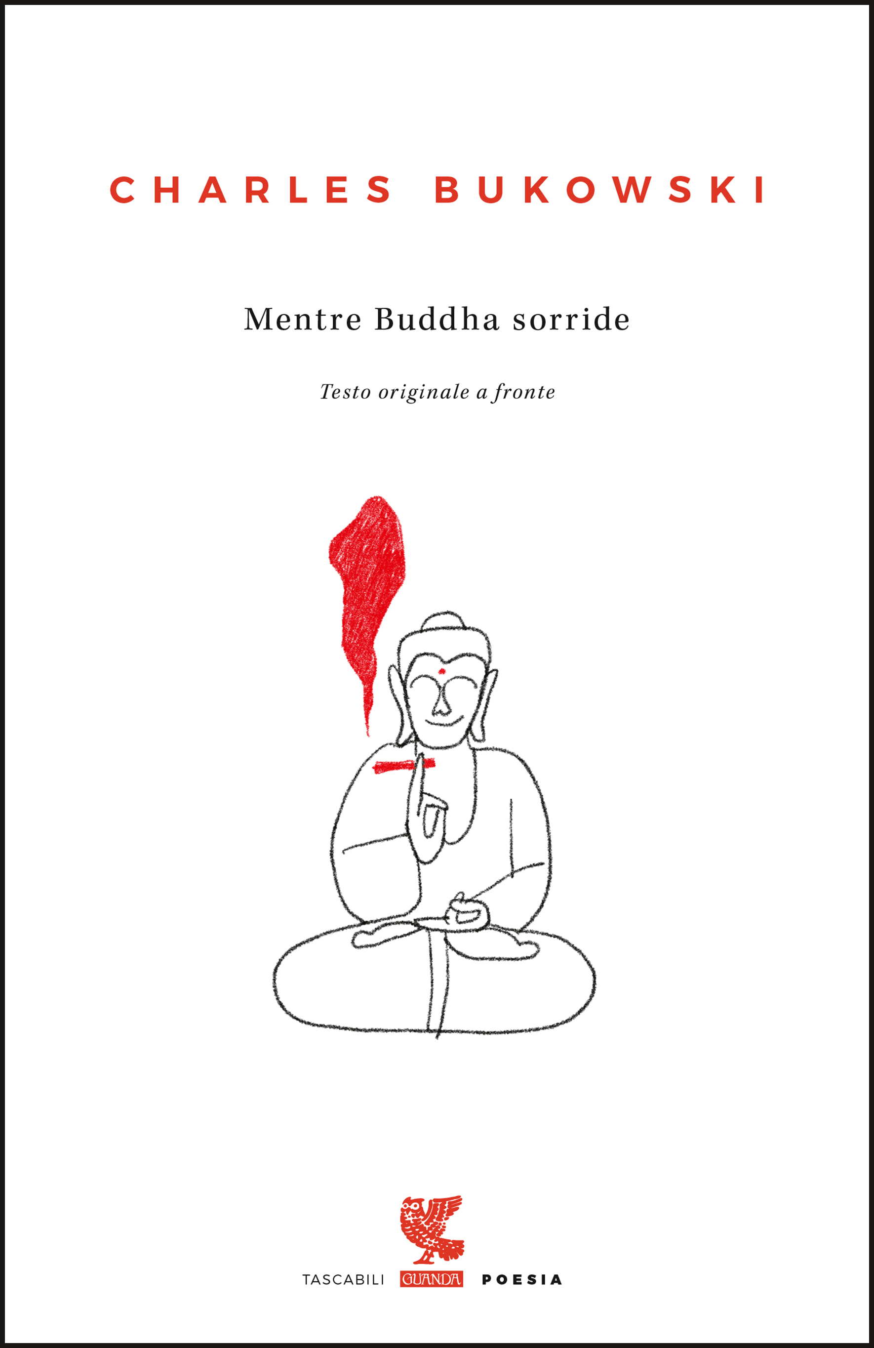 Image of Mentre Buddha sorride. Testo inglese a fronte