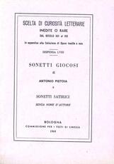 Libro Sonetti giocosi (rist. anast.) Antonio da Pistoia