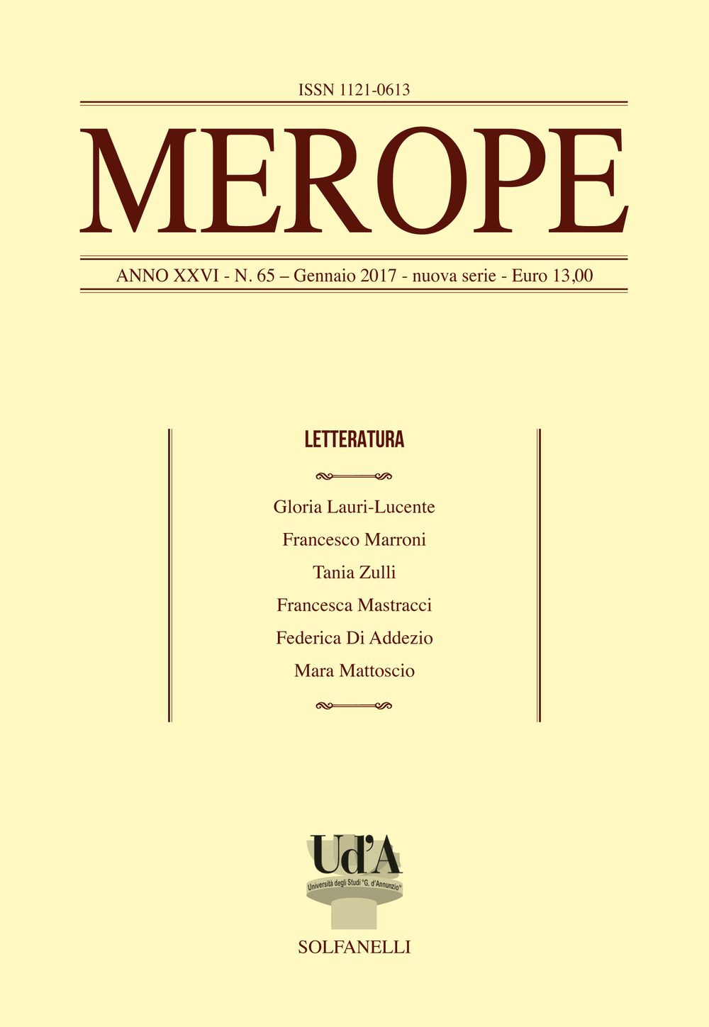 Image of Merope. Vol. 65: Letteratura.