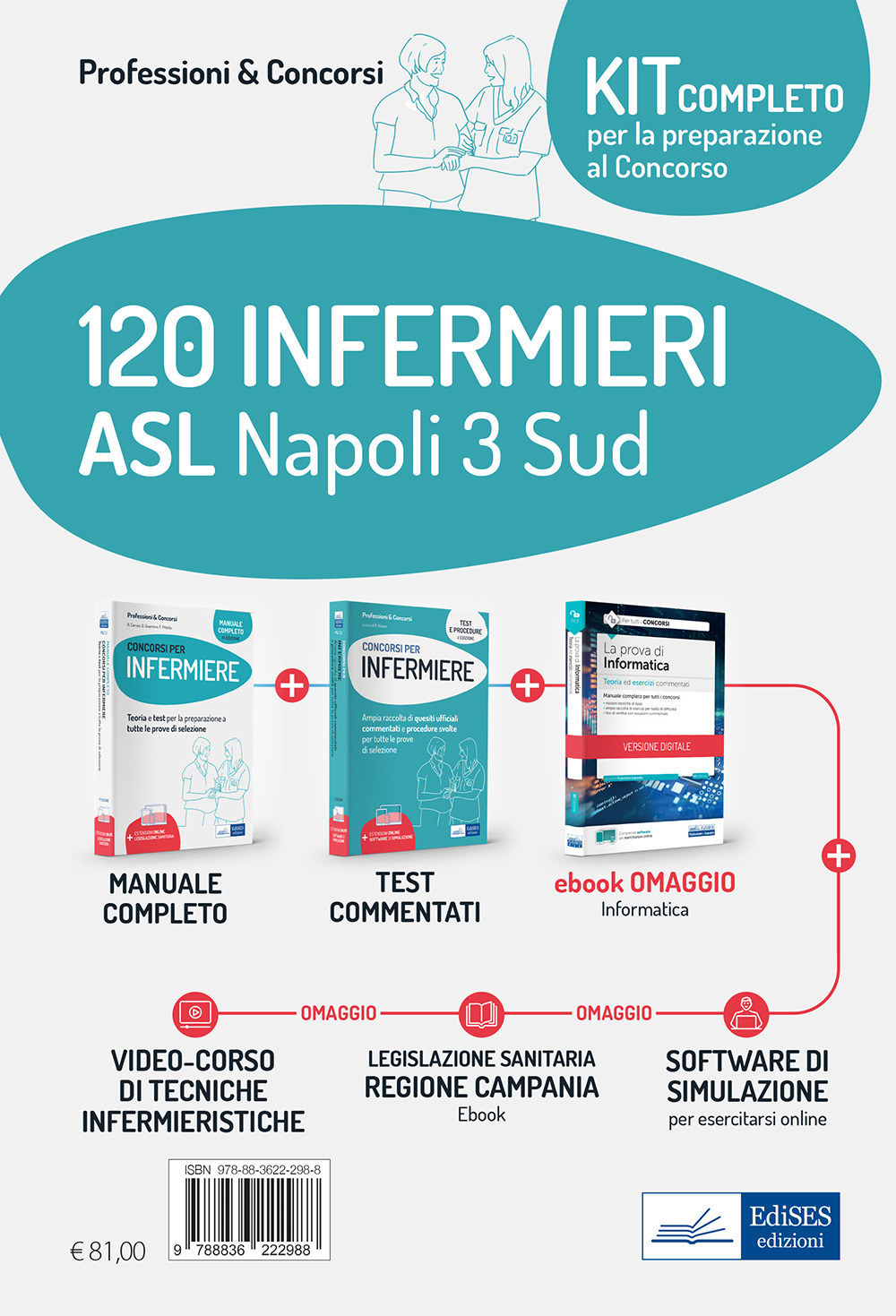 Image of Kit 120 infermieri ASL Napoli 3 Sud. Con e-book: La prova di informatica. Con software di simulazione. Con videocorso