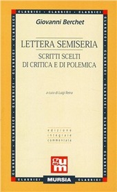 Copertina  Lettera semiseria. Scritti scelti di critica e di polemica