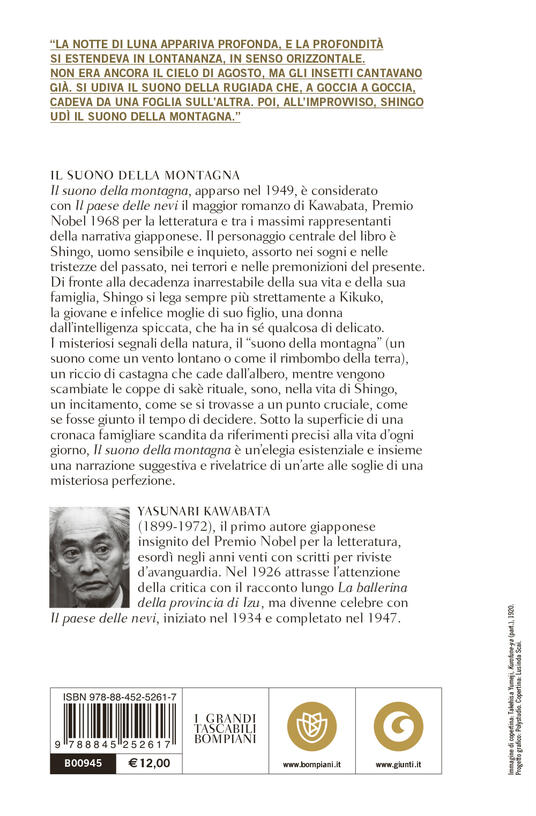 Il Suono Della Montagna Yasunari Kawabata Libro Bompiani Tascabili Romanzi E Racconti Ibs