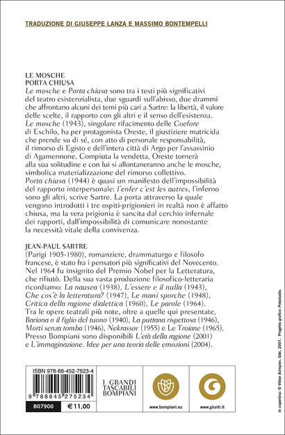 Le Mosche Porta Chiusa Testo Francese A Fronte Jean Paul Sartre Libro Bompiani I Grandi Tascabili Ibs