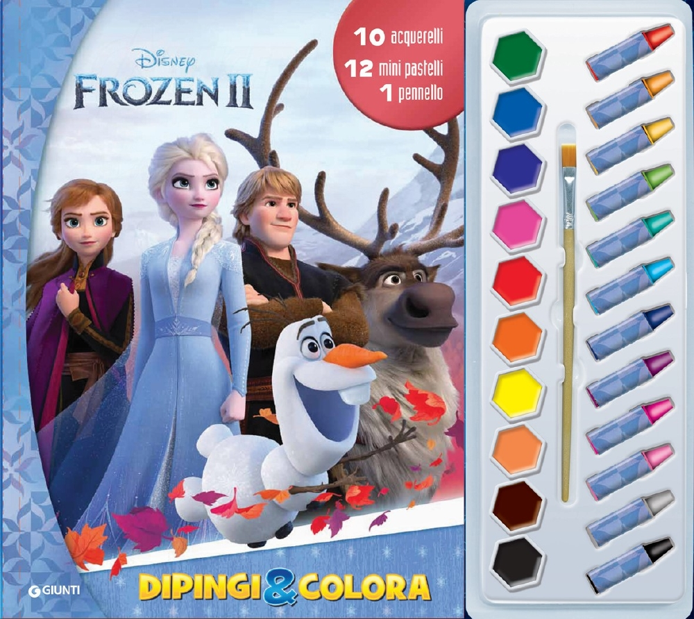 Image of Frozen 2. Dipingi &colora. Con 12 pastelli a cera, 10 acquerelli e 1 pennello