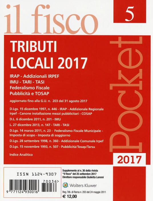 Tributi Locali 2017 - Libro - Il Fisco - Pocket | IBS