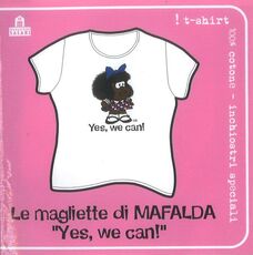 Idee regalo T-Shirt Mafalda a maniche corte, taglia S. Bianco. Yes We Can! Magazzini Salani