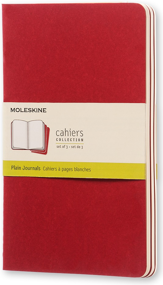 Image of Quaderno Cahier Journal Moleskine large a pagine bianche rosso. Cranberry Red. Set da 3