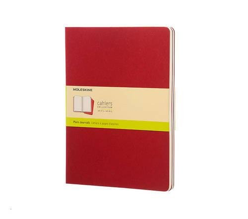 Image of Quaderno Cahier Journal Moleskine XL a pagine bianche rosso. Cranberry Red. Set da 3