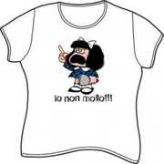 Idee regalo T-Shirt Mafalda a maniche corte, taglia M. Bianco. Io non mollo!!! Magazzini Salani