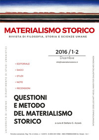 Image of Materialismo storico. Rivista di filosofia, storia e scienze umane (2016). Vol. 1-2: Questioni e metodo del materialismo storico.