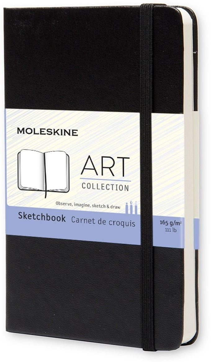 Image of Album per schizzi Art Sketchbook Moleskine pocket copertina rigida nero. Black