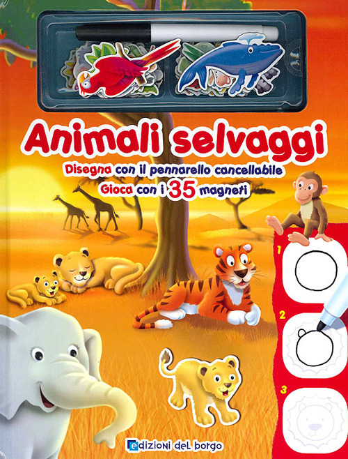 Image of Animali selvaggi. Disegna con il pennarello cancellabile. Gioca con i 35 magneti. Ediz. illustrata