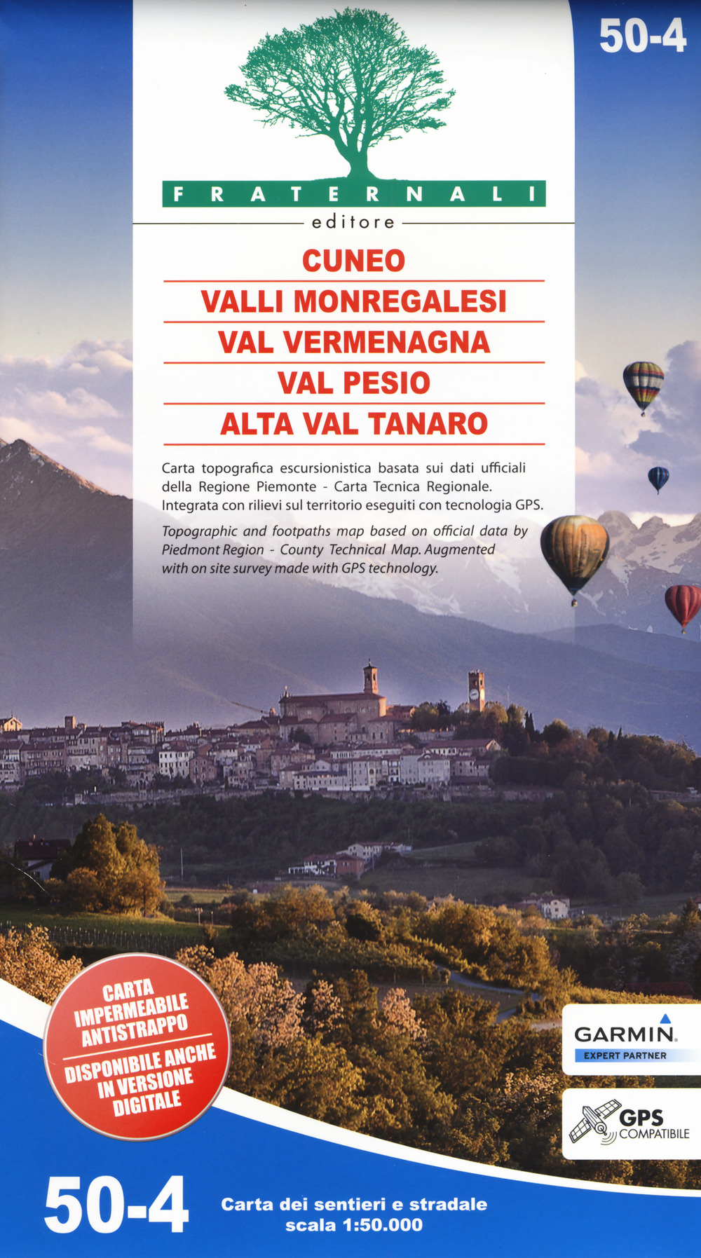 Image of Carta n. 50-4. Cuneo, Valli Monregalesi, Val Vermegnana, Val Pesio, Alta Val Tanaro. Carta dei sentieri e stradale 1:50.000. Adatto a GPS